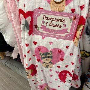 Valentine’s Day Dogs with Hearts Plush Throw